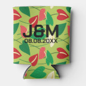 フラミンゴカラフル花の模様 缶クーラー (正面)