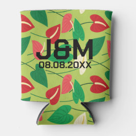 フラミンゴカラフル花の模様 缶クーラー