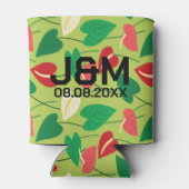 フラミンゴカラフル花の模様 缶クーラー (裏面)