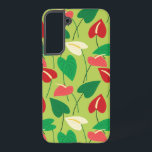 フラミンゴカラフル花の模様 SAMSUNG GALAXY S22 ケース<br><div class="desc">赤、緑、白のフラミンゴの花のパターン。</div>