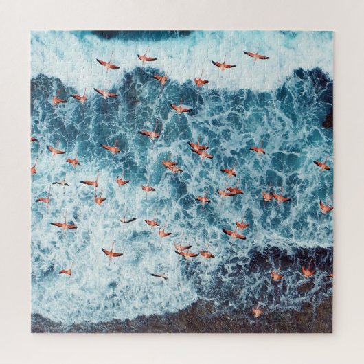 フラミンゴカリブの:自然の飛行場面 ジグソーパズル (縦)