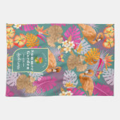 フラミンゴガーデンターコイズ キッチンタオル (横)