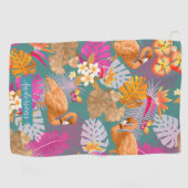 フラミンゴガーデンターコイズ ゴルフタオル (横)