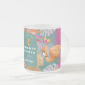 フラミンゴガーデンターコイズ フロストグラスマグカップ (正面右)