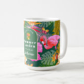 フラミンゴガーデンダークグリーン コーヒーマグカップ (正面右)