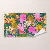 フラミンゴガーデンダークグリーン バスタオルセット (ハンドタオル)