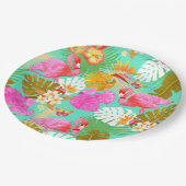 フラミンゴガーデンティール（緑がかった色） ペーパープレート (アングル)