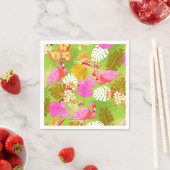 フラミンゴガーデンブライトグリーン スタンダードカクテルナプキン (インサイチュ)