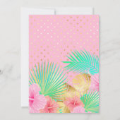 フラミンゴガールズピンク金ゴールド誕生日レッツフラミングル 招待状 (裏面)