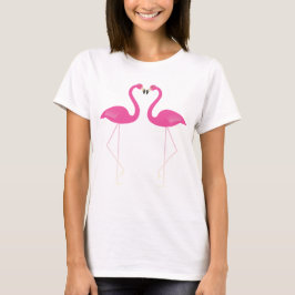 フラミンゴキスをするスTシャツ Tシャツ
