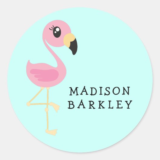 フラミンゴキュート熱帯キッズ封筒用シールシール ラウンドシール (正面)