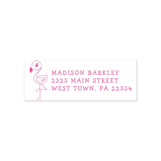フラミンゴキュート熱帯キッズ差出人住所スタンプ セルフインキングスタンプ (デザイン)