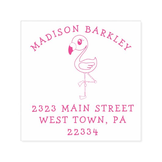 フラミンゴキュート熱帯キッズ差出人住所スタンプ セルフインキングスタンプ (デザイン)
