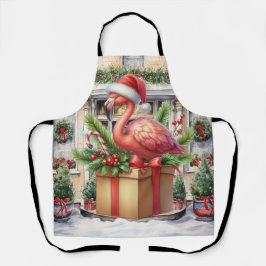 フラミンゴクリスマスをテーマにした エプロン