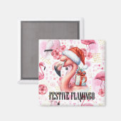 フラミンゴクリスマスをテーマにした マグネット (正面/裏面)