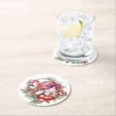 フラミンゴクリスマスをテーマにした ラウンドペーパーコースター (インサイチュ)