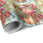 フラミンゴクリスマスをテーマにした ラッピングペーパー (ロールコーナー)