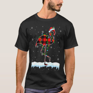 フラミンゴクリスマスサンタハットかわいい動物のクリスマス李 Tシャツ