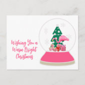 フラミンゴクリスマススノーグローブビーチクリスマス ポストカード (正面)