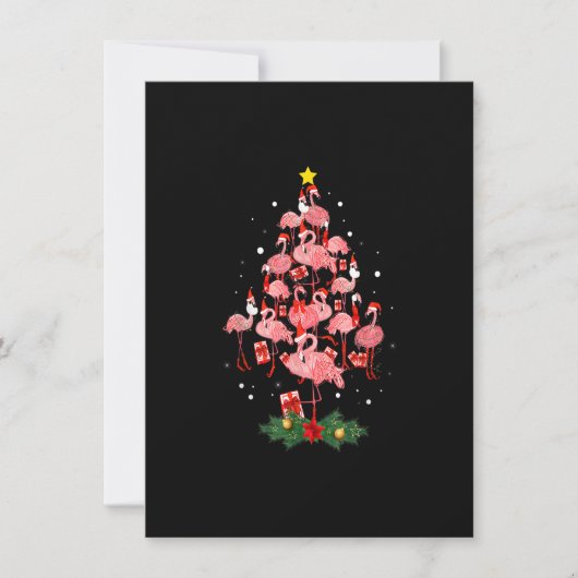 フラミンゴクリスマスツリーオーナメントデコールおもしろいクリスマス 招待状 (正面)