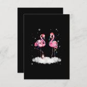 フラミンゴクリスマスツリーサンタハットライト エンクロージャーカード (正面/裏面)