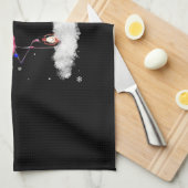 フラミンゴクリスマスツリーサンタハットライト キッチンタオル (四つ折り)