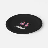 フラミンゴクリスマスツリーサンタハットライト ペーパープレート (アングル)