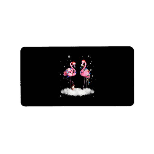 フラミンゴクリスマスツリーサンタハットライト ラベル (正面)