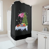 フラミンゴクリスマスツリーライト シャワーカーテン (インサイチュ)