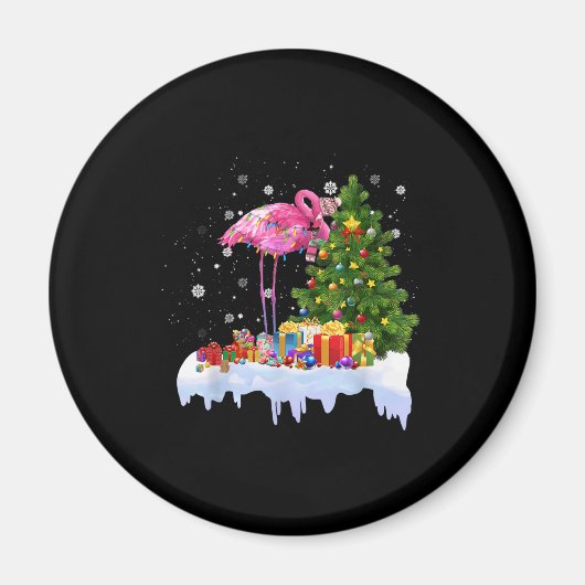 フラミンゴクリスマスツリーライト マグネット (正面)