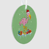 フラミンゴクリスマスツリーTシャツX-Masオルナム オーナメント (正面)