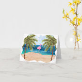 フラミンゴクリスマスノートカード カード (黄色い花)