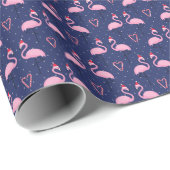 フラミンゴクリスマスハットキャンディーパターン ラッピングペーパー (ロールコーナー)