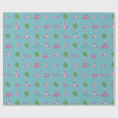 フラミンゴクリスマスラッピング紙カスタムデザイン ラッピングペーパー (フラット)