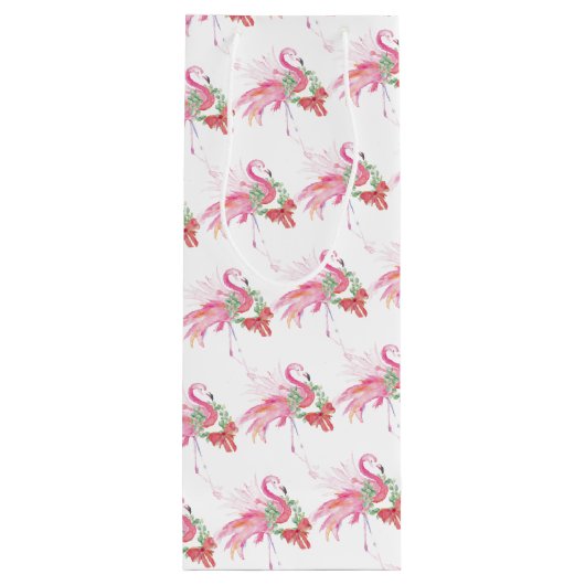 フラミンゴクリスマスワイン抱き枕 ワインギフトバッグ (裏面)