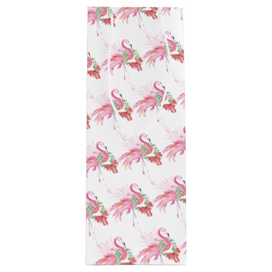 フラミンゴクリスマスワイン抱き枕 ワインギフトバッグ (正面)