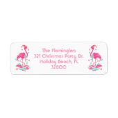 フラミンゴクリスマス熱帯ビーチの花 ラベル (正面)