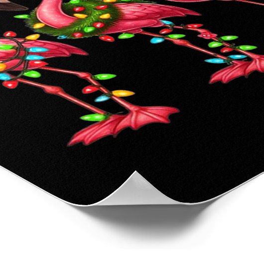 フラミンゴクリスマス皮肉クリスマスライトフラミンゴ ポスター (角)