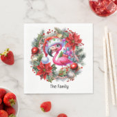 フラミンゴクリスマス7月のビーチ スタンダードランチョンナプキン (インサイチュ)