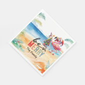 フラミンゴクリスマス7月のビーチ スタンダードランチョンナプキン (角)