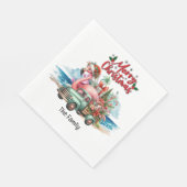 フラミンゴクリスマス7月のビーチ スタンダードランチョンナプキン (角)