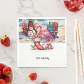 フラミンゴクリスマス7月のビーチ スタンダードランチョンナプキン (インサイチュ)