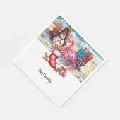 フラミンゴクリスマス7月のビーチ スタンダードランチョンナプキン (角)