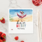 フラミンゴクリスマス7月のビーチ スタンダードランチョンナプキン (インサイチュ)