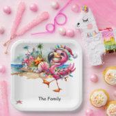 フラミンゴクリスマス7月のビーチ ペーパープレート (パーティー)