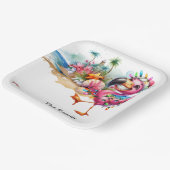 フラミンゴクリスマス7月のビーチ ペーパープレート (傾斜あり)