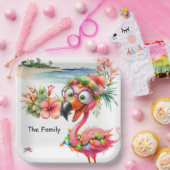 フラミンゴクリスマス7月のビーチ ペーパープレート (パーティー)