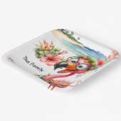 フラミンゴクリスマス7月のビーチ ペーパープレート (傾斜あり)