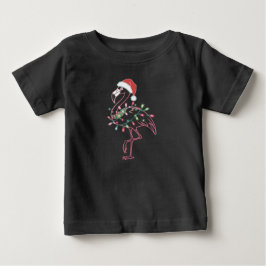 フラミンゴクリスマス ベビーTシャツ