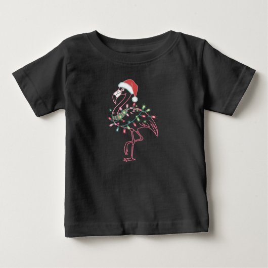 フラミンゴクリスマス ベビーTシャツ (正面)